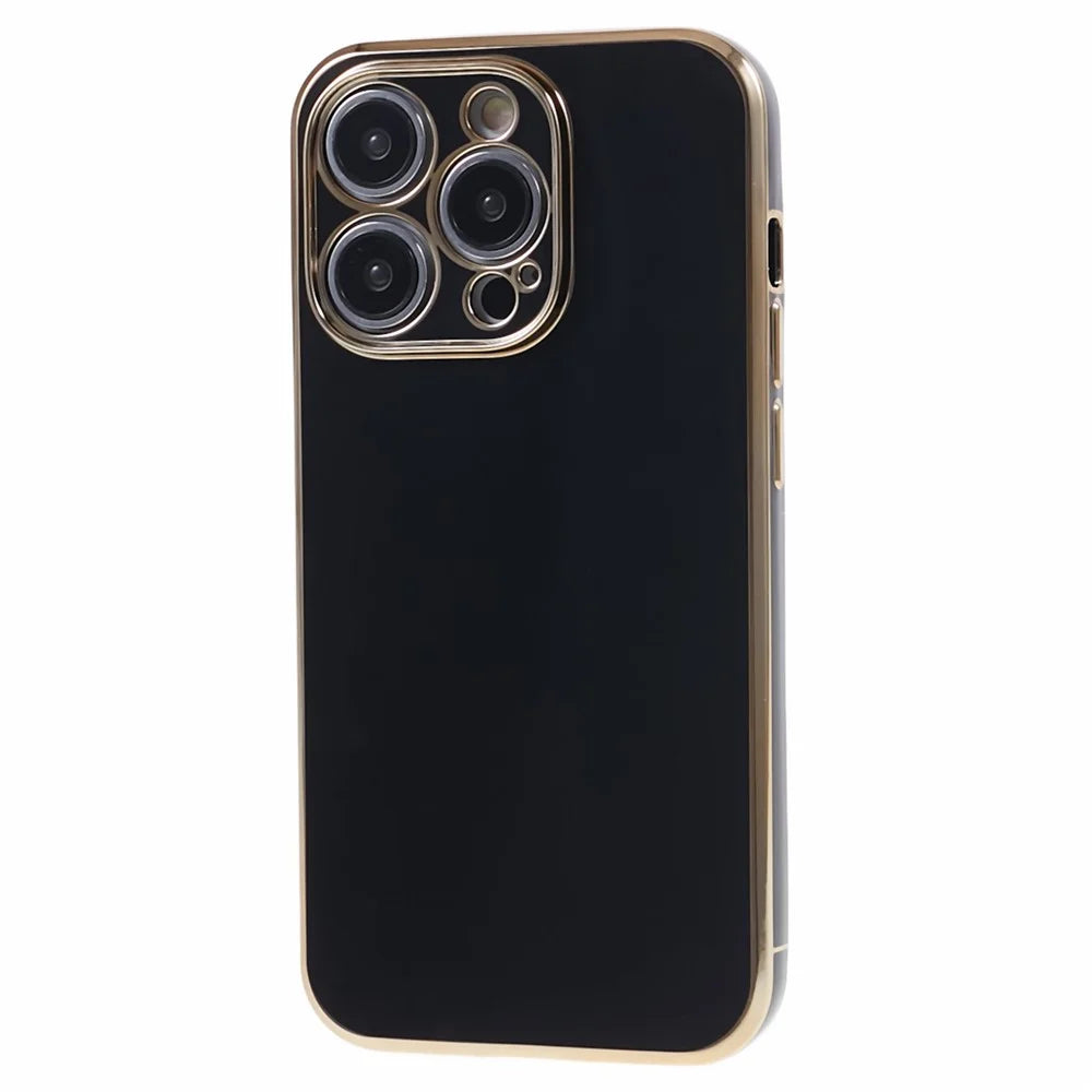 For iPhone 13 Pro Max Case Glossy 6D Electroplating TPU Protective Cover - Black - 2