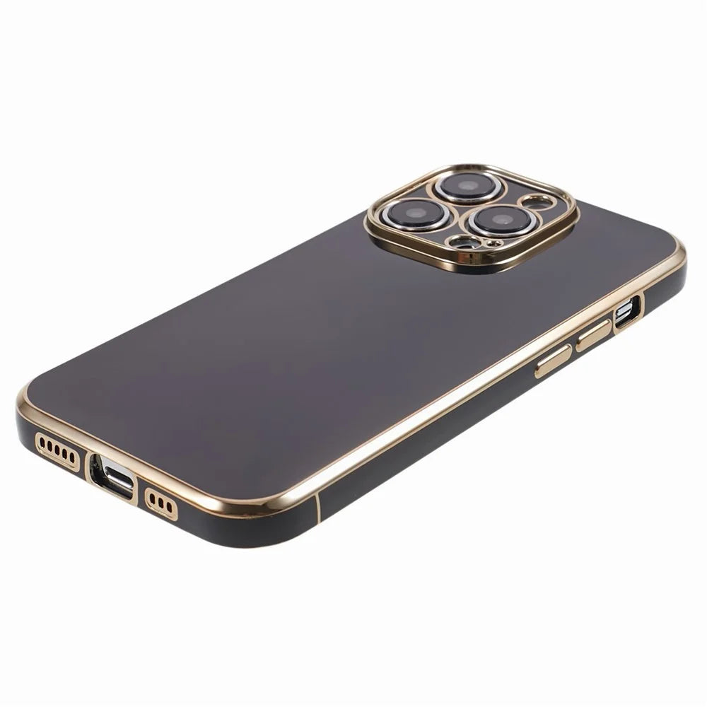 For iPhone 13 Pro Max Case Glossy 6D Electroplating TPU Protective Cover - Black - 3