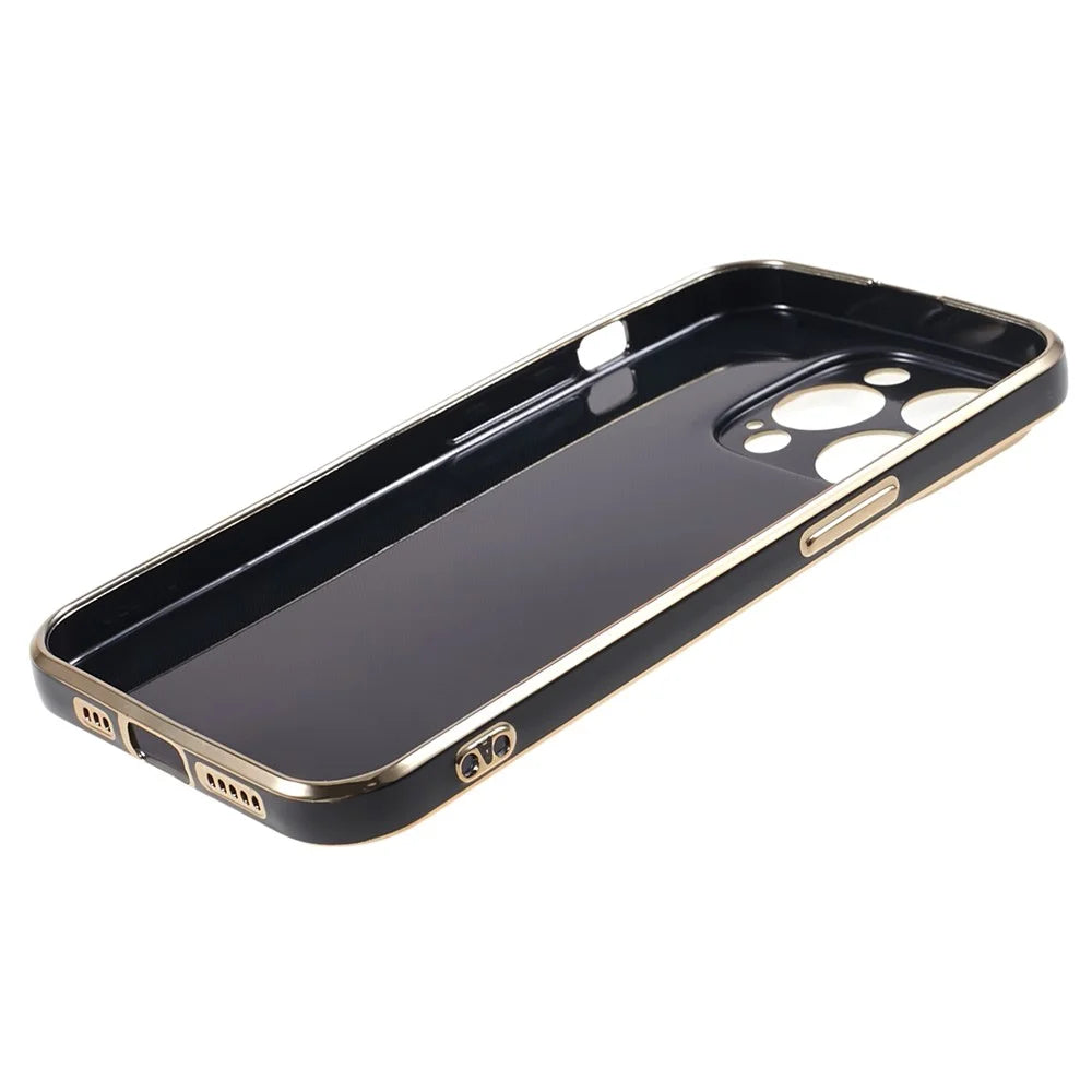 For iPhone 13 Pro Max Case Glossy 6D Electroplating TPU Protective Cover - Black - 5