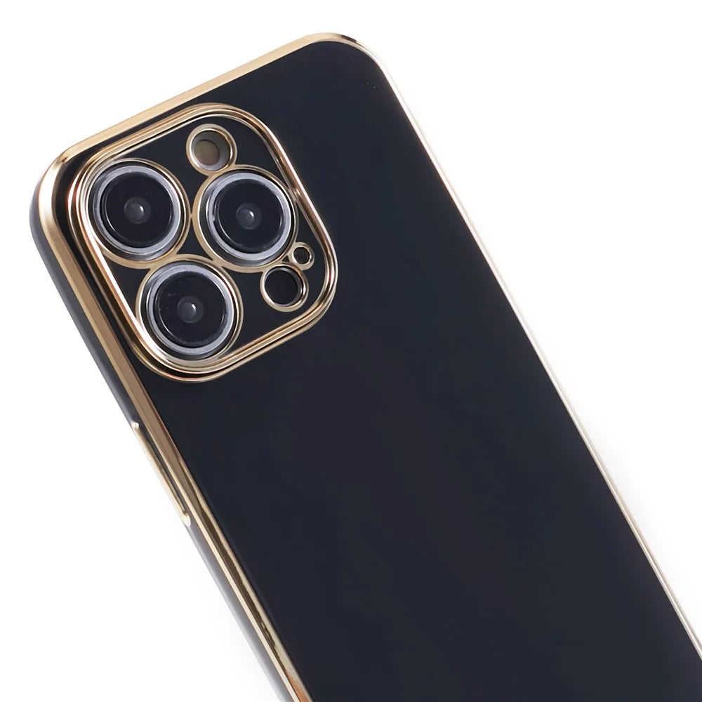 For iPhone 13 Pro Max Case Glossy 6D Electroplating TPU Protective Cover - Black - 6