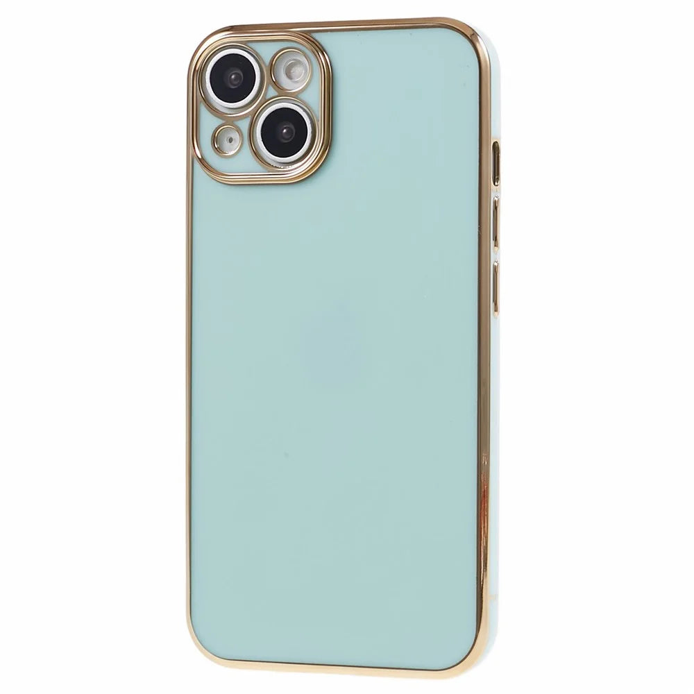 For iPhone 14 Plus Case Glossy 6D Electroplating TPU Protective Cover - Cyan - 3