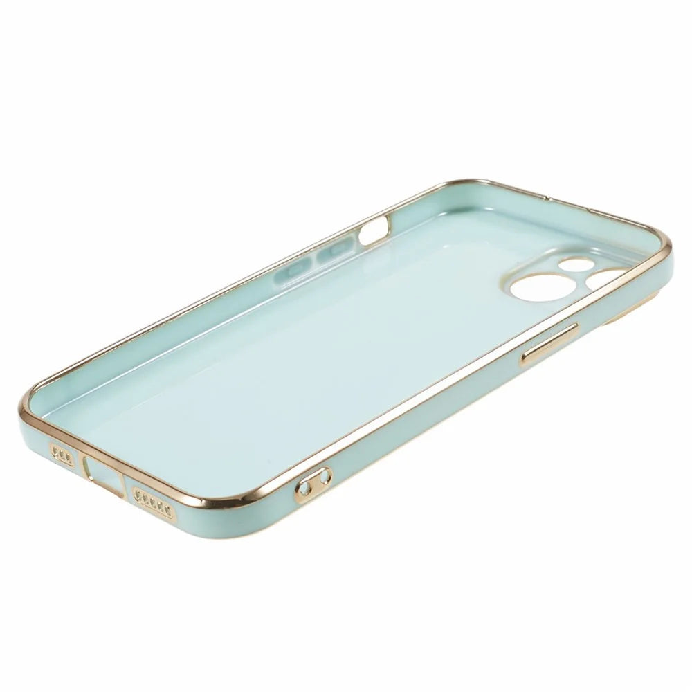 For iPhone 14 Plus Case Glossy 6D Electroplating TPU Protective Cover - Cyan - 6