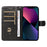 For iPhone 13 Case PU Leather Wallet Card Slots Protective Phone Cover - Black - 2