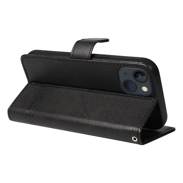 For iPhone 13 Case PU Leather Wallet Card Slots Protective Phone Cover - Black - 4
