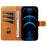 For iPhone 12 / 12 Pro Anti-Scratch Phone Case Imprinted Line PU Leather Cover Wallet with Wrist Strap - Yellow - 2