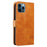 For iPhone 12 / 12 Pro Anti-Scratch Phone Case Imprinted Line PU Leather Cover Wallet with Wrist Strap - Yellow - 7