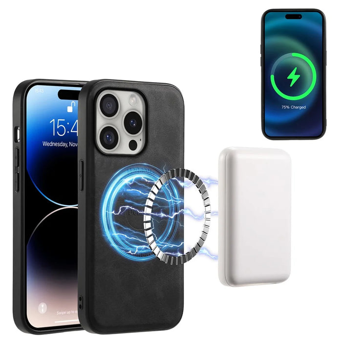DENIOR D14 For iPhone 16 Pro Magnetic Case Detachable Card Holder Kickstand Phone Cover - Black - 3