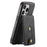 DENIOR D14 For iPhone 16 Pro Magnetic Case Detachable Card Holder Kickstand Phone Cover - Black - 4