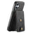 DENIOR D14 For iPhone 16 Case Kickstand Card Holder Retro Leather Back Phone Cover - Black - 4