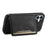 DENIOR D13 For iPhone 16 Magnetic Case Leather+PC+TPU Phone Cover Card Holder Kickstand - Black - 3