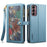 ESEBLE Galaxy Series For Samsung Galaxy S24 FE Case RFID Blocking Leather Phone Cover With 2 Straps - Blue - 1