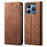 For Realme Note 60x 4G / C63 4G / C61 4G Case Jeans Cloth Texture Leather Wallet Phone Cover Flip Stand - Coffee - 1