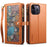 ESEBLE Galaxy Series For iPhone 16 Pro Case Leather Phone Cover with RFID Blocking Wallet - Brown - 1