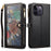 ESEBLE Galaxy Series For iPhone 16 Pro Max Case RFID Blocking Zipper Wallet Leather Phone Cover - Black - 1