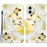 For iPhone 16 Stand Case Pattern Print Leather Wallet Phone Cover - Gold Butterfly Flower - 1
