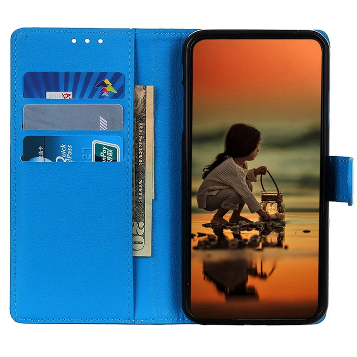 For Samsung Galaxy S24 FE Case Litchi Texture Leather Phone Cover - Blue - 2
