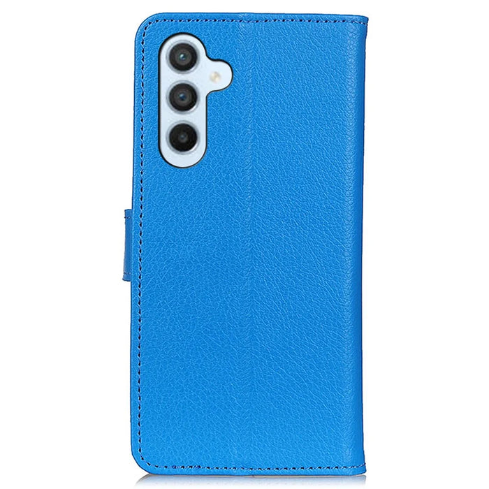 For Samsung Galaxy S24 FE Case Litchi Texture Leather Phone Cover - Blue - 7