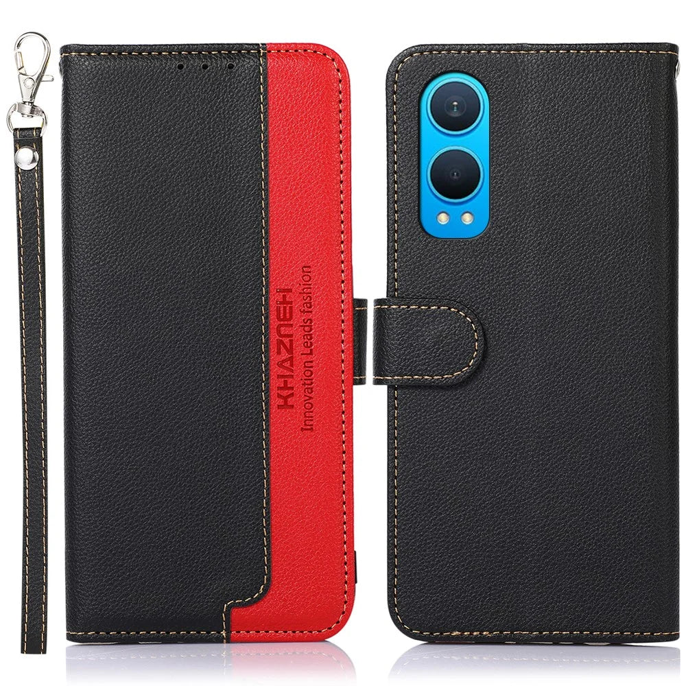 KHAZNEH For OnePlus Nord CE4 Lite 5G / Oppo K12x 5G (China) Wallet Phone Case RFID Blocking Leather Flip Cover - Black - 1
