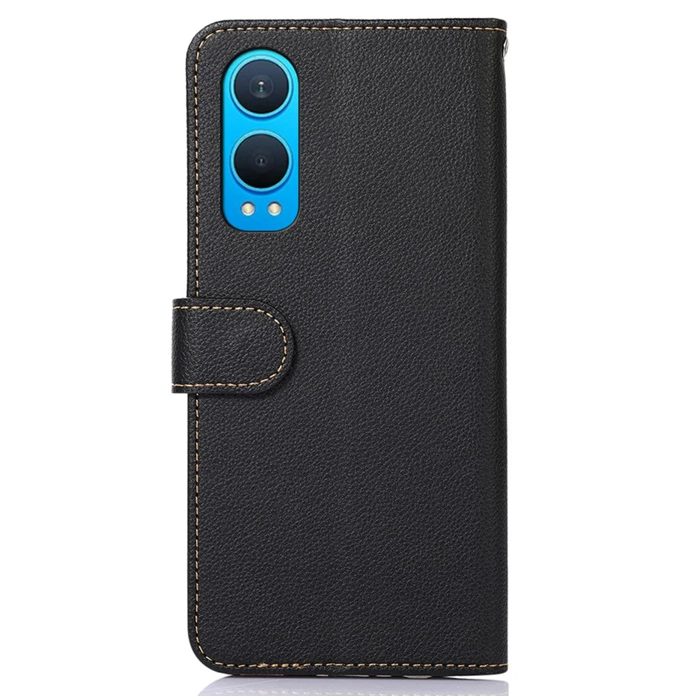 KHAZNEH For OnePlus Nord CE4 Lite 5G / Oppo K12x 5G (China) Wallet Phone Case RFID Blocking Leather Flip Cover - Black - 7