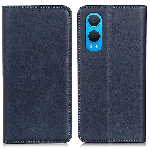 For OnePlus Nord CE4 Lite 5G / Oppo K12x 5G (China) Wallet Case Cowhide Texture Split Leather Phone Cover - Blue - 1