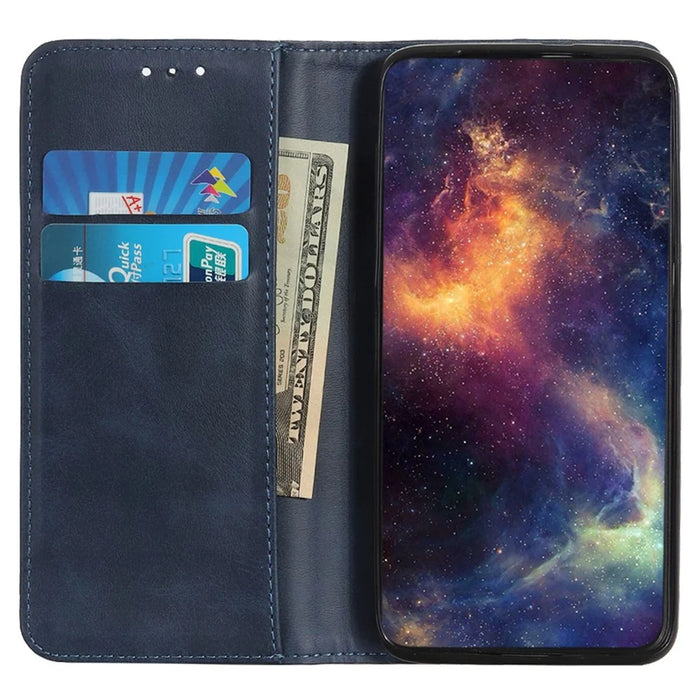 For OnePlus Nord CE4 Lite 5G / Oppo K12x 5G (China) Wallet Case Cowhide Texture Split Leather Phone Cover - Blue - 2
