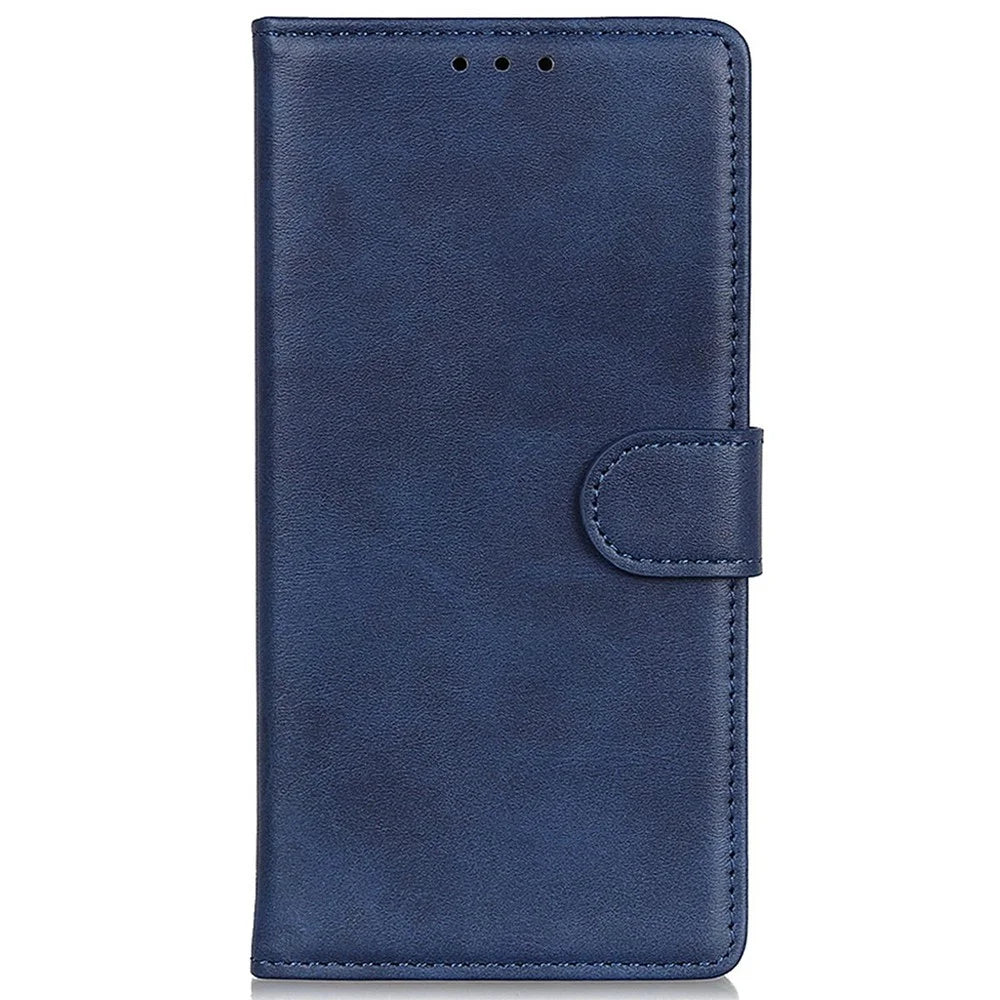 For OnePlus Nord CE4 Lite 5G / Oppo K12x 5G (China) Phone Case Cowhide Texture Leather Flip Cover with Stand - Blue - 6