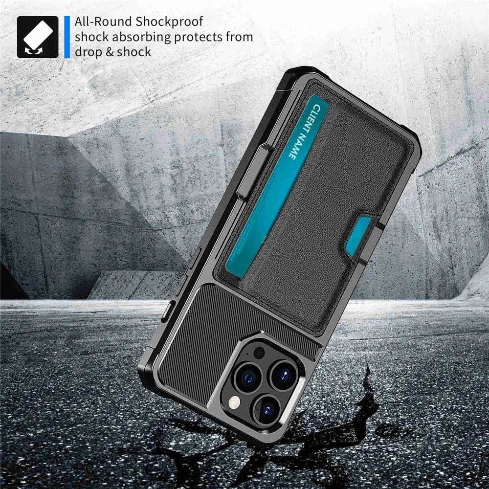 For iPhone 14 Pro Max ZM02 Card Slot PU Leather + TPU Case Reinforced Corner Anti-drop Phone Cover - 4