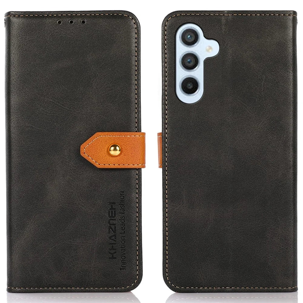 KHAZNEH For Samsung Galaxy S24 FE Wallet Case Folding Stand PU Leather Phone Cover - Black - 1