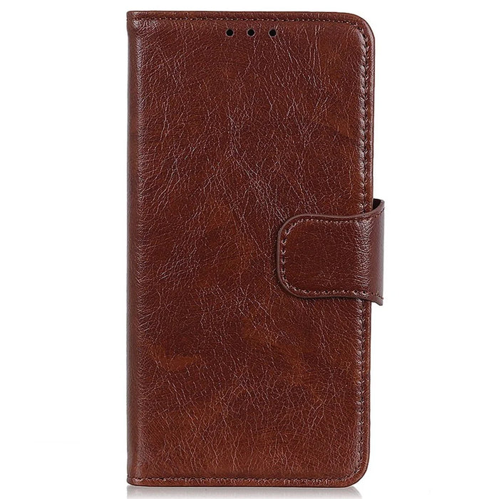 For Samsung Galaxy S24 FE Case Nappa Texture Split Leather Wallet Phone Cover - Brown - 6
