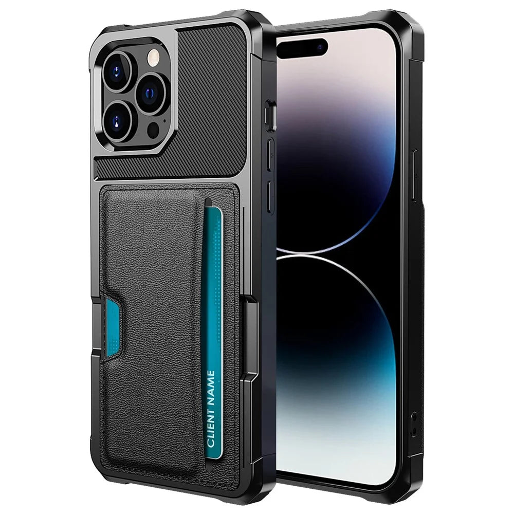 For iPhone 14 Pro ZM02 Reinforced Corner Phone Case Card Slot PU Leather + TPU Drop-proof Back Cover - 1