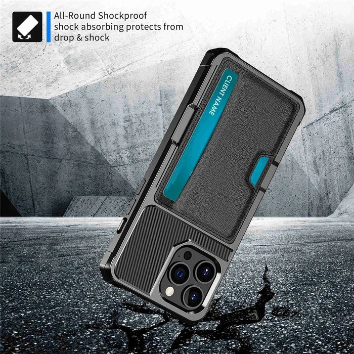 For iPhone 14 Pro ZM02 Reinforced Corner Phone Case Card Slot PU Leather + TPU Drop-proof Back Cover - 4
