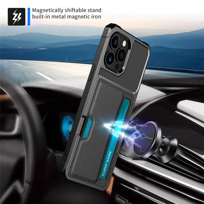 For iPhone 14 Pro ZM02 Reinforced Corner Phone Case Card Slot PU Leather + TPU Drop-proof Back Cover - 5