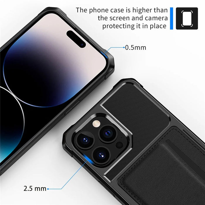For iPhone 14 Pro ZM02 Reinforced Corner Phone Case Card Slot PU Leather + TPU Drop-proof Back Cover - 6