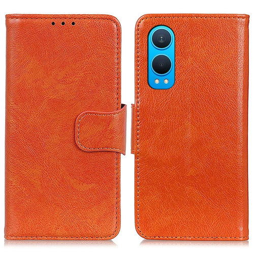 For OnePlus Nord CE4 Lite 5G / Oppo K12x 5G (China) Wallet Case Nappa Texture Split Leather Phone Cover - Orange - 1