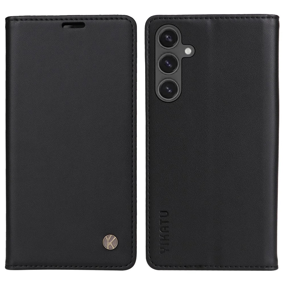 YIKATU YK-001 For Samsung Galaxy S24 FE Case Stand Magnetic Absorption Leather Phone Cover - Black - 1