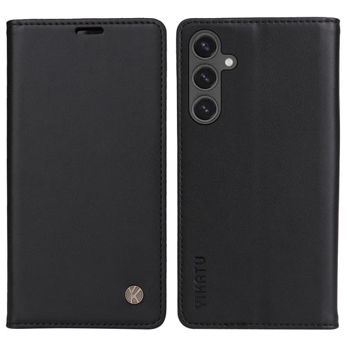YIKATU YK-001 For Samsung Galaxy S24 FE Case Stand Magnetic Absorption Leather Phone Cover - Black - 1