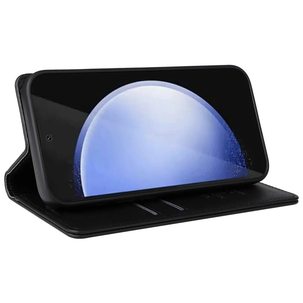 YIKATU YK-001 For Samsung Galaxy S24 FE Case Stand Magnetic Absorption Leather Phone Cover - Black - 4