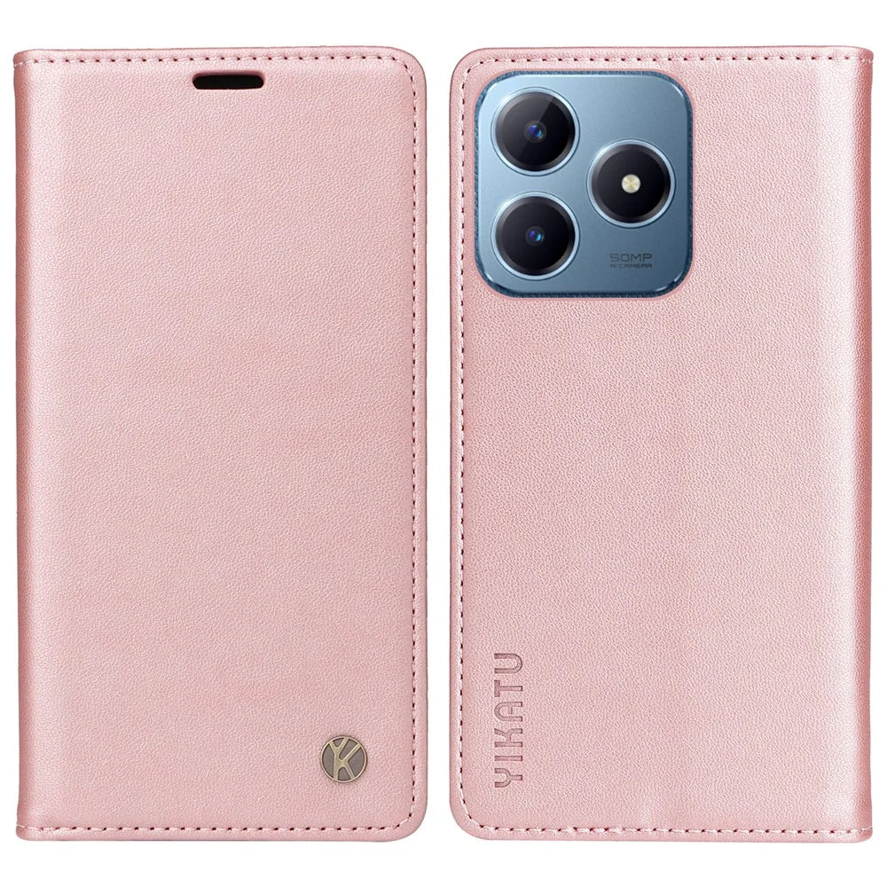 YIKATU YK-001 For Realme Note 60x 4G / C63 4G / C61 4G Case Wallet Leather Flip Cell Phone Cover - Rose Gold - 1
