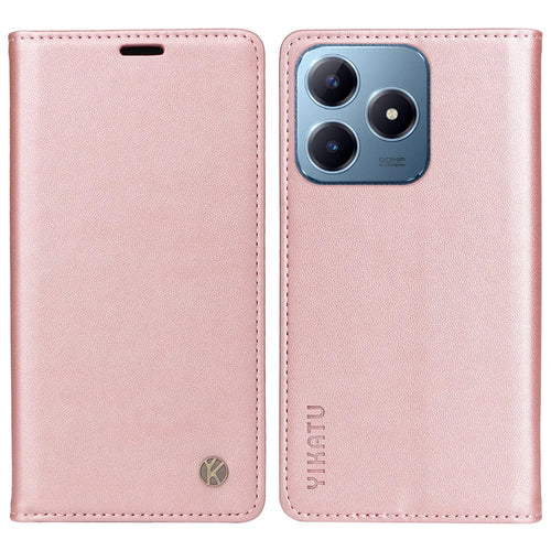 YIKATU YK-001 For Realme Note 60x 4G / C63 4G / C61 4G Case Wallet Leather Flip Cell Phone Cover - Rose Gold - 1