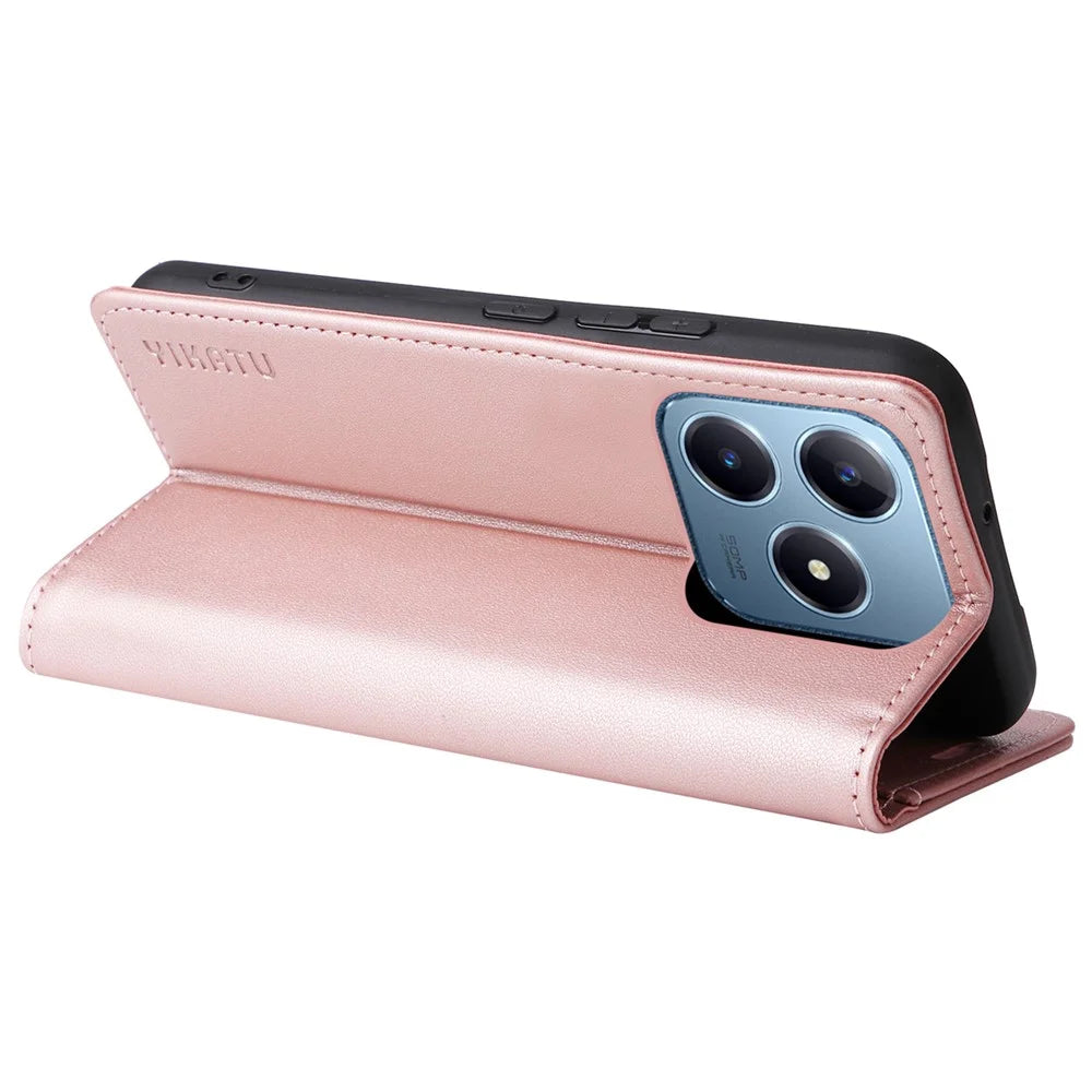 YIKATU YK-001 For Realme Note 60x 4G / C63 4G / C61 4G Case Wallet Leather Flip Cell Phone Cover - Rose Gold - 3