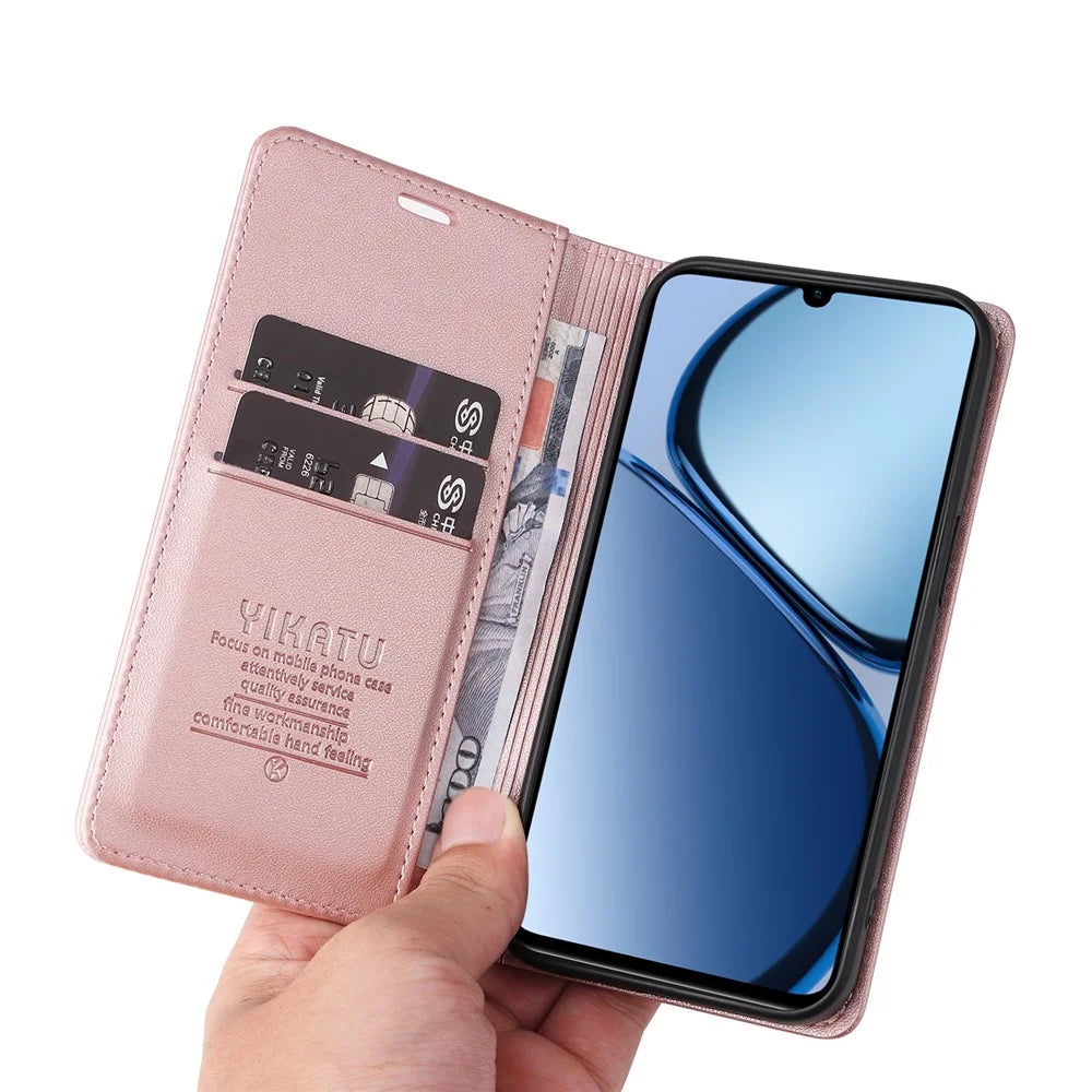 YIKATU YK-001 For Realme Note 60x 4G / C63 4G / C61 4G Case Wallet Leather Flip Cell Phone Cover - Rose Gold - 6
