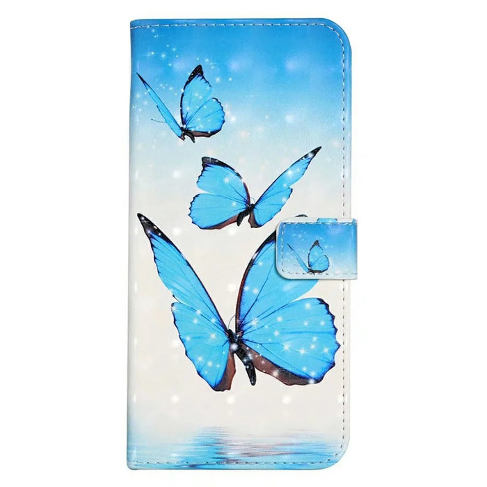 For Samsung Galaxy S24 FE Case 3D Pattern Printed Leather Phone Cover Card Holder - Three Butterflies - 5