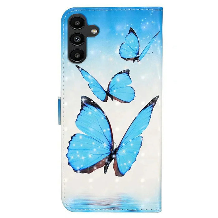 For Samsung Galaxy S24 FE Case 3D Pattern Printed Leather Phone Cover Card Holder - Three Butterflies - 6