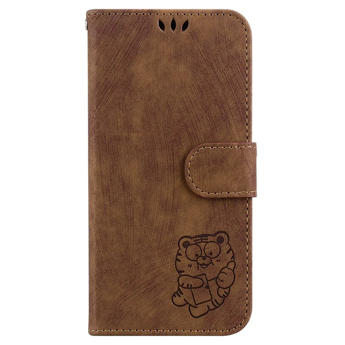 For TECNO Camon 30 Premier 5G Wallet Case Cute Tiger Imprint Leather Phone Cover - Brown - 7