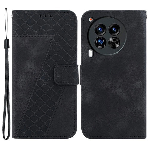 For TECNO Camon 30 Premier 5G Wallet Case Pattern Imprint Leather Stand Phone Cover - Black - 1