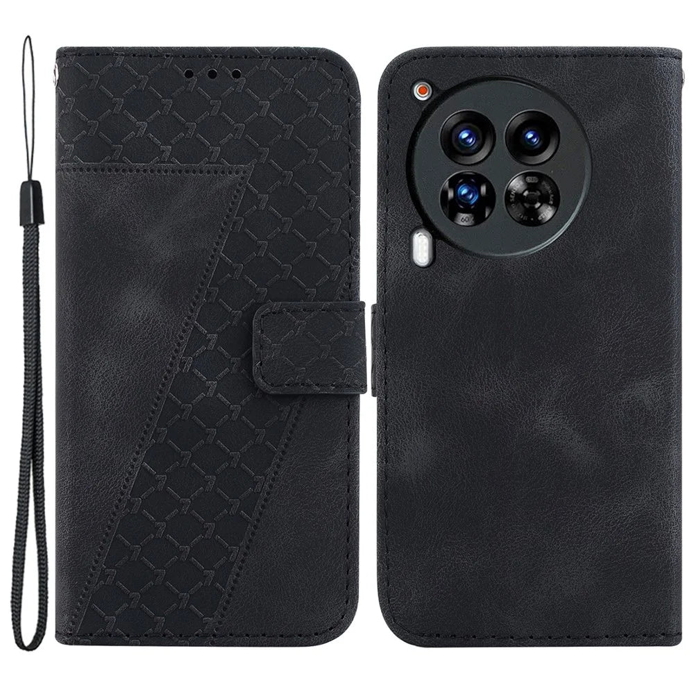 For TECNO Camon 30 Premier 5G Wallet Case Pattern Imprint Leather Stand Phone Cover - Black - 1