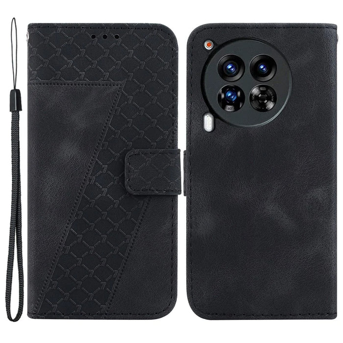For TECNO Camon 30 Premier 5G Wallet Case Pattern Imprint Leather Stand Phone Cover - Black - 1
