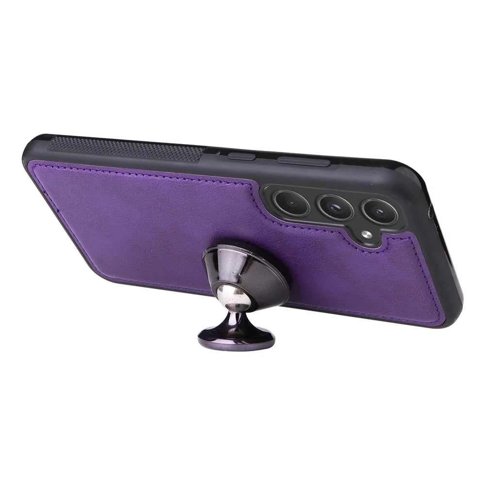 For Samsung Galaxy A55 5G Magnetic Leather Case Mobile Cover with Detachable Zipper Wallet Strap - Purple - 7