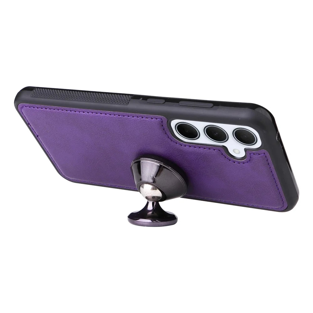 For Samsung Galaxy A35 5G Magnetic Leather Case Mobile Cover with Detachable Zipper Wallet Strap - Purple - 7