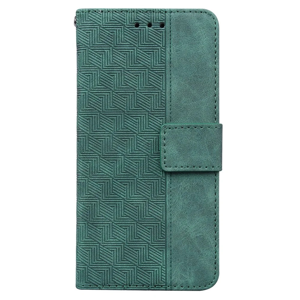 For TECNO Camon 30 Pro 5G Wallet Phone Case Geometry Imprint Leather Flip Cover with Strap - Green - 6
